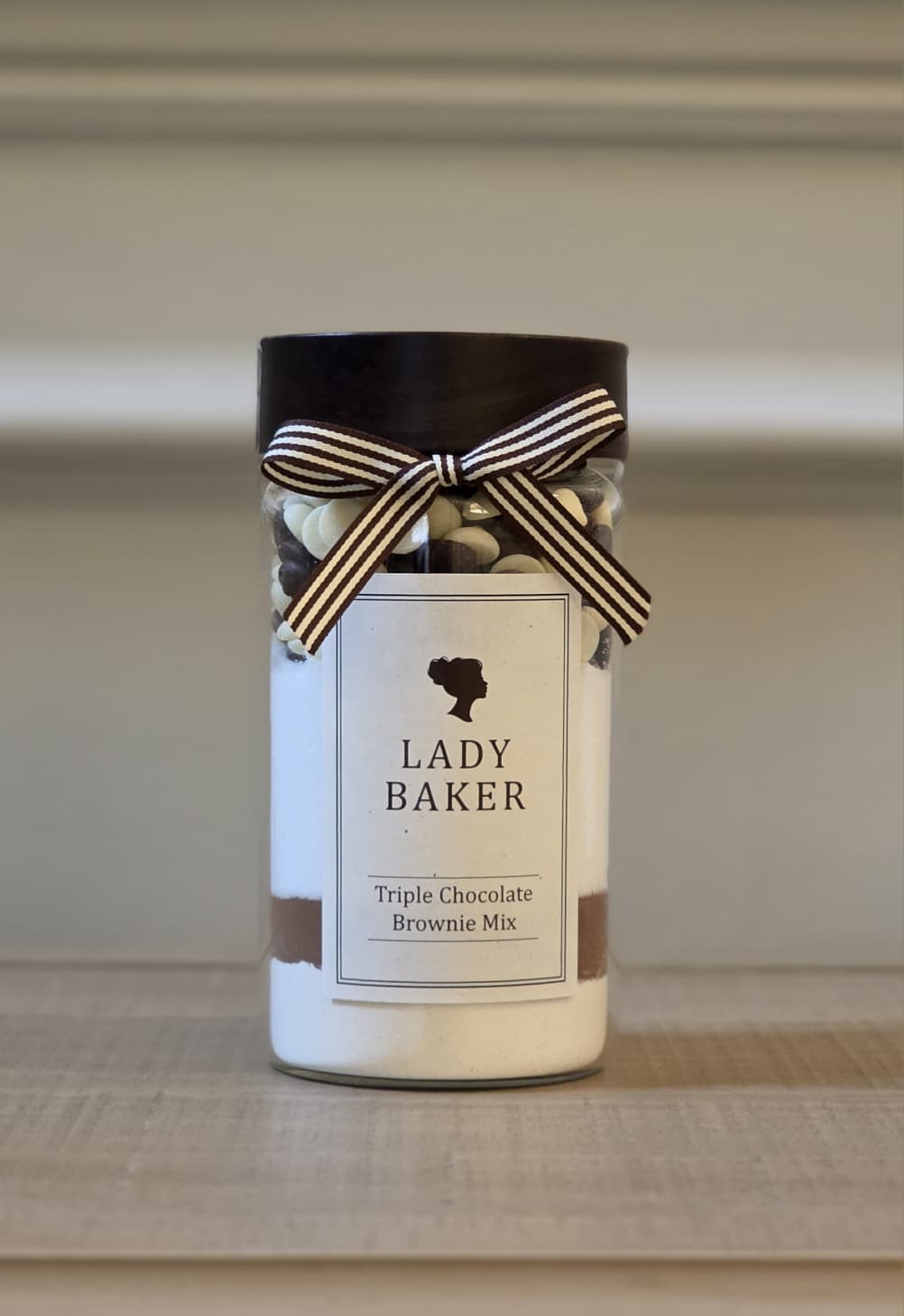 Lady Baker triple chocolate brownie mix made with real Callebaut couverture chocolate