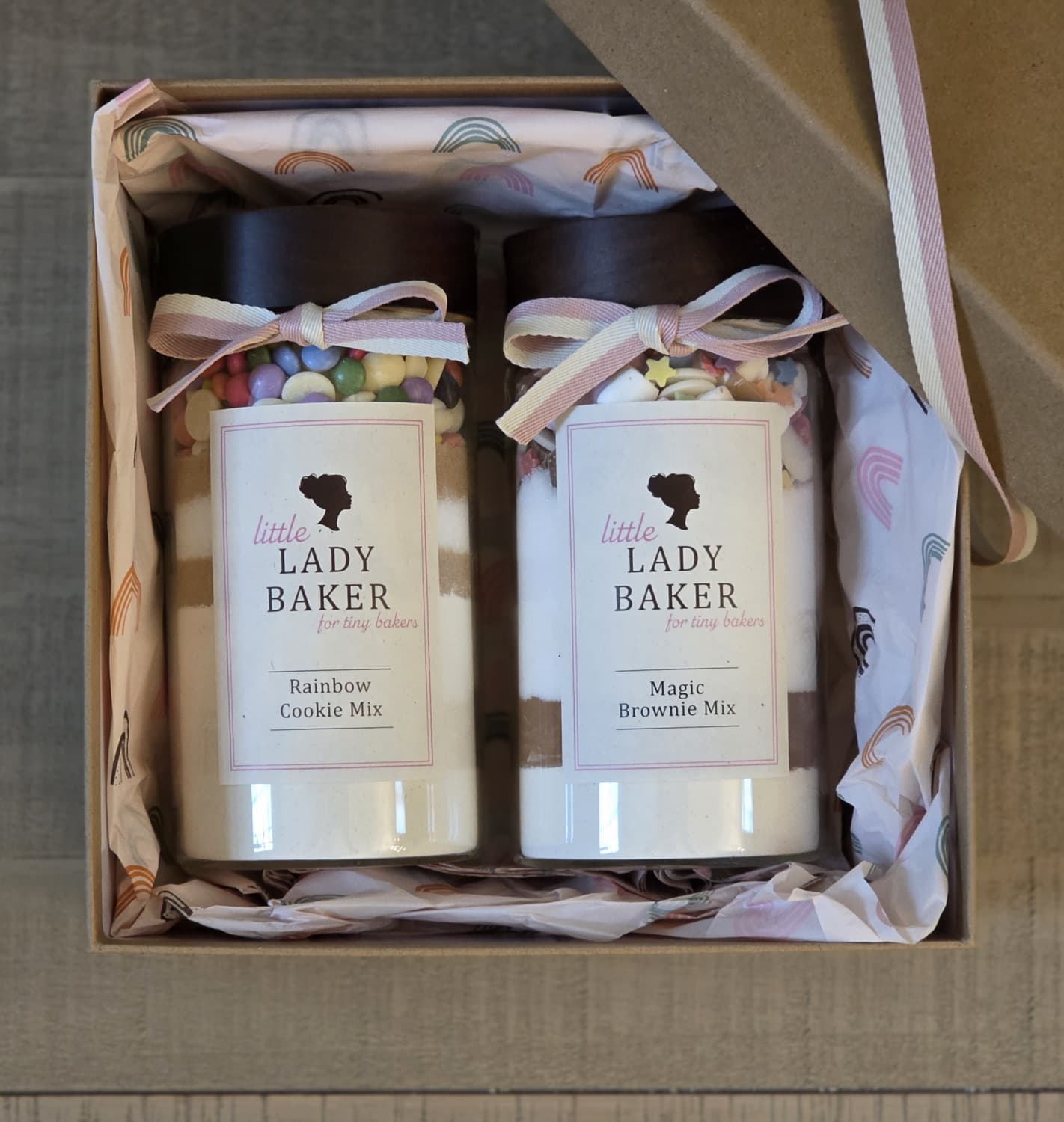 Kids Baking Gift Box – Cookie & Brownie Mix, Colouring Activity, Wooden Spoon